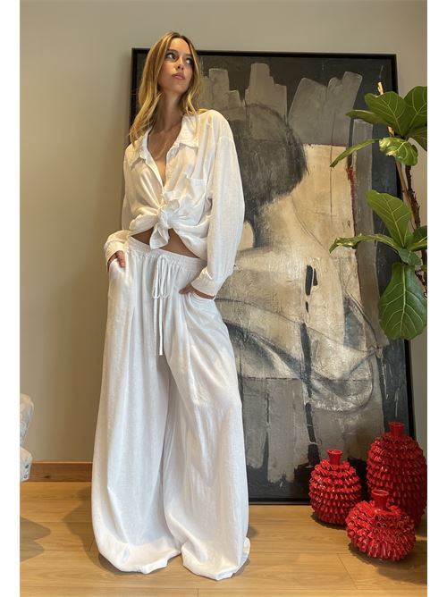 Pantalone palazzo in lino DIECI MINUTI | 116861